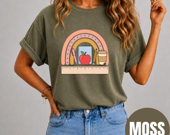 Comfort Colors Teacher Shirt, Back To School Graphic Tee, Retro Kindergarten Apparel, Retro Graphic Shirt, Vintage Aesthetic Apparel