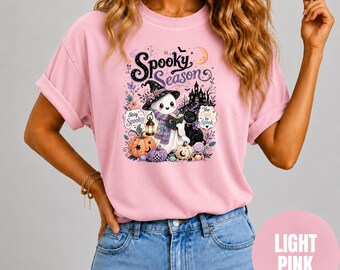 Comfort Colors Ghost Shirt, Spooky Season Graphic Tee, Cute Halloween Aesthetic, Retro Graphic Shirt, Vintage Aesthetic Apparel