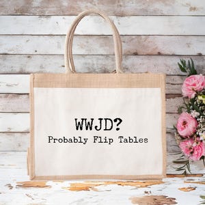 Wwjd Jute Bag, Christian Bible Verse Bag image 3