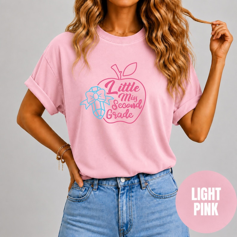 Comfort Colors Teacher Shirt, Little Miss Second Grade, Retro Apple ...