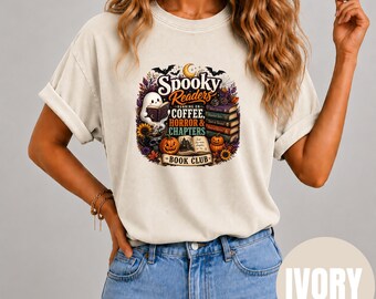 Comfort Colors Halloween Shirt, Spooky Readers Book Club Tee, Retro Fall Graphic, Retro Graphic Shirt, Vintage Aesthetic Apparel