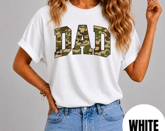 Comfort Colors Dad Shirt, Camo Dad Graphic Tee, Retro Military Style, Retro Graphic Shirt, Vintage Aesthetic Apparel, Cute Casual Top