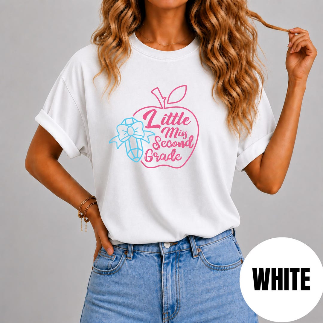 Comfort Colors Teacher Shirt, Little Miss Second Grade, Retro Apple ...