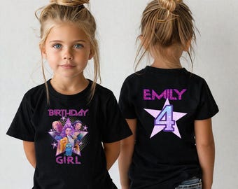 Custom Huntrix Birthday Girl Toddler T-Shirt, Personalized 4th Birthday Tee, Party Outfit with Name