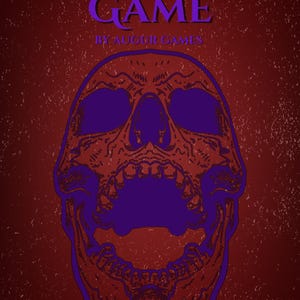 May include: A burgundy background with a purple skull illustration. The text "LEVEL 1-4 QUICKSTART GAME BY AUGUR GAMES" is displayed in purple. A black raven is at the bottom.