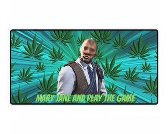 Mary Jane and Play the Game Number K T Agent CS2 XXL Desk Mat  31.5" x 15.5" | Cannabis Leaf Gaming Mousepad