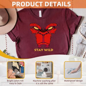 Red Gorilla Stay Wild DTF Transfer, Angry Ape Streetwear Decal (Ready to Press)