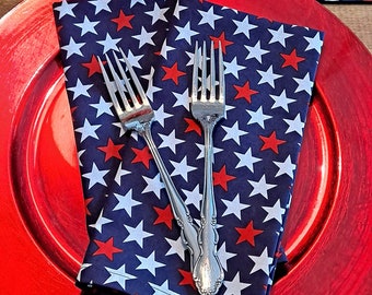 Napkins,  Cloth Napkins, Patriotic Napkins,  USA Napkin Set,  Set of Four Napkins