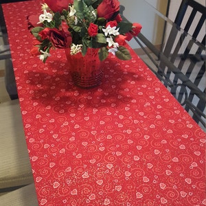 Table Runner, Valentine Table Runner, Red and Pink Valentine Table Runner, Glitter Heart Table Runner image 3