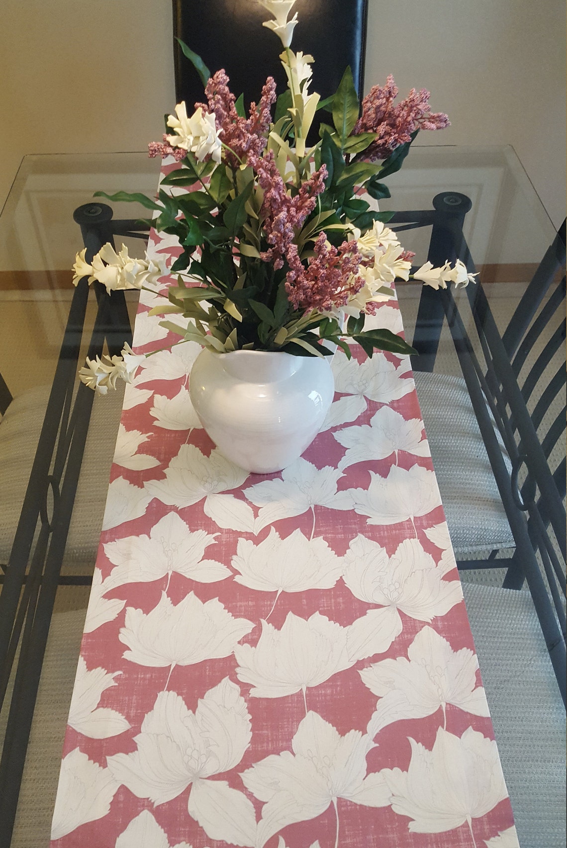 Mauve Table Runner Floral Table Runner Modern Table Runner Etsy