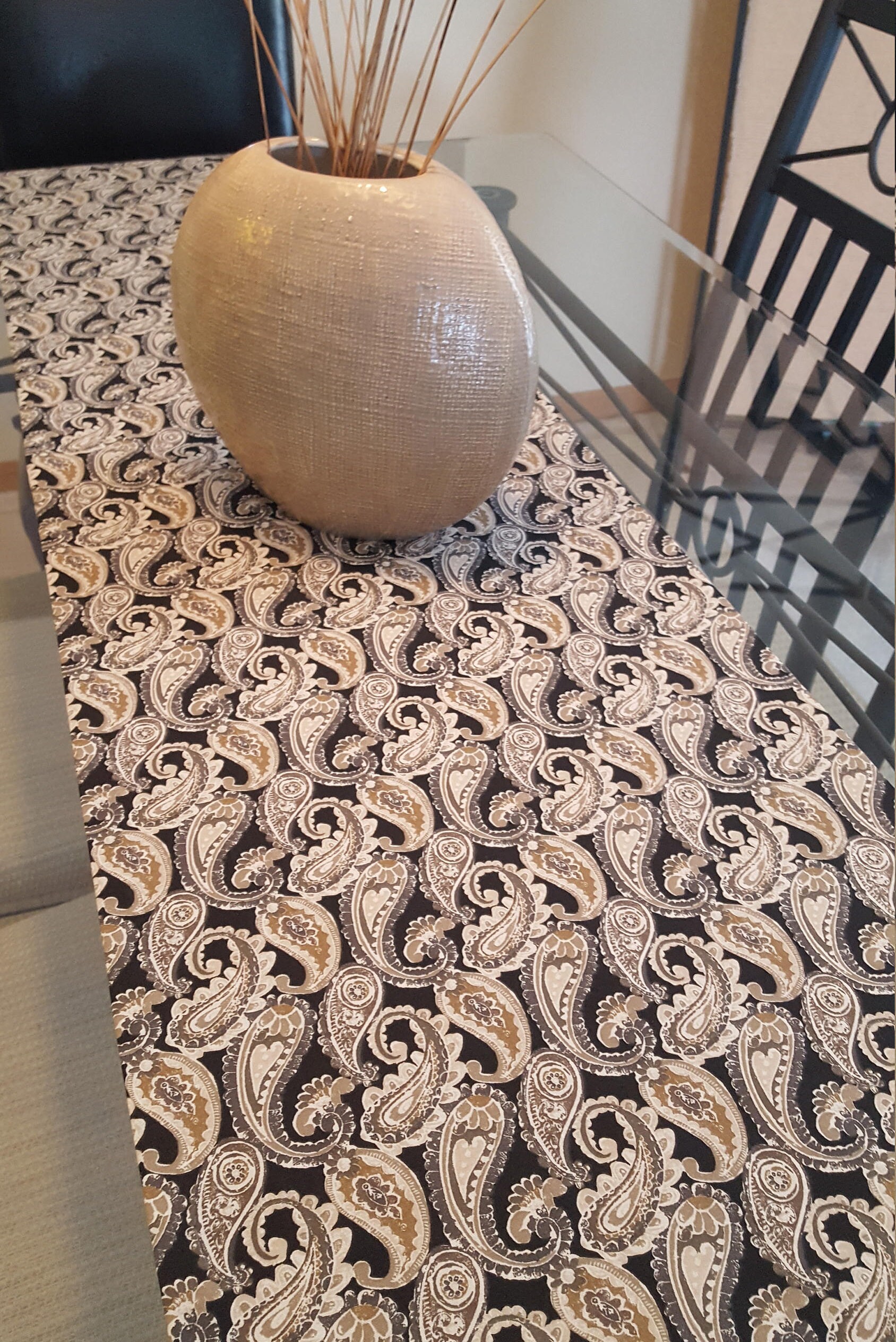 Paisley Print Table Runner Earth Tone Table Runner Neutral Etsy