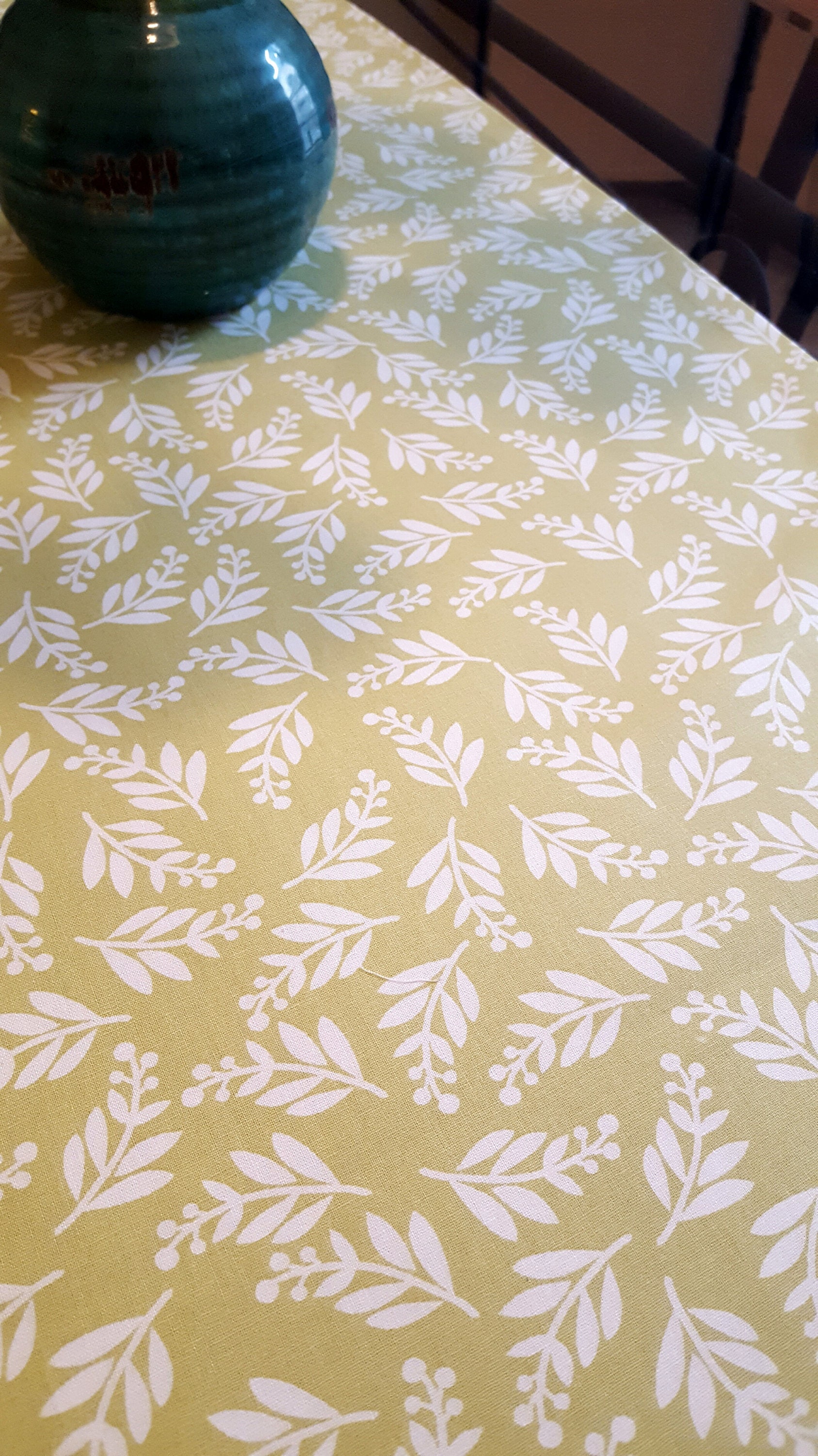 Lime Green Table Runner Lime Green Print Table Runner White Etsy