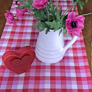 Table Runner,  Plaid Table Runner,  Valentine Table Runner,  Pink Plaid Table Runner,  Red Plaid Table Runner