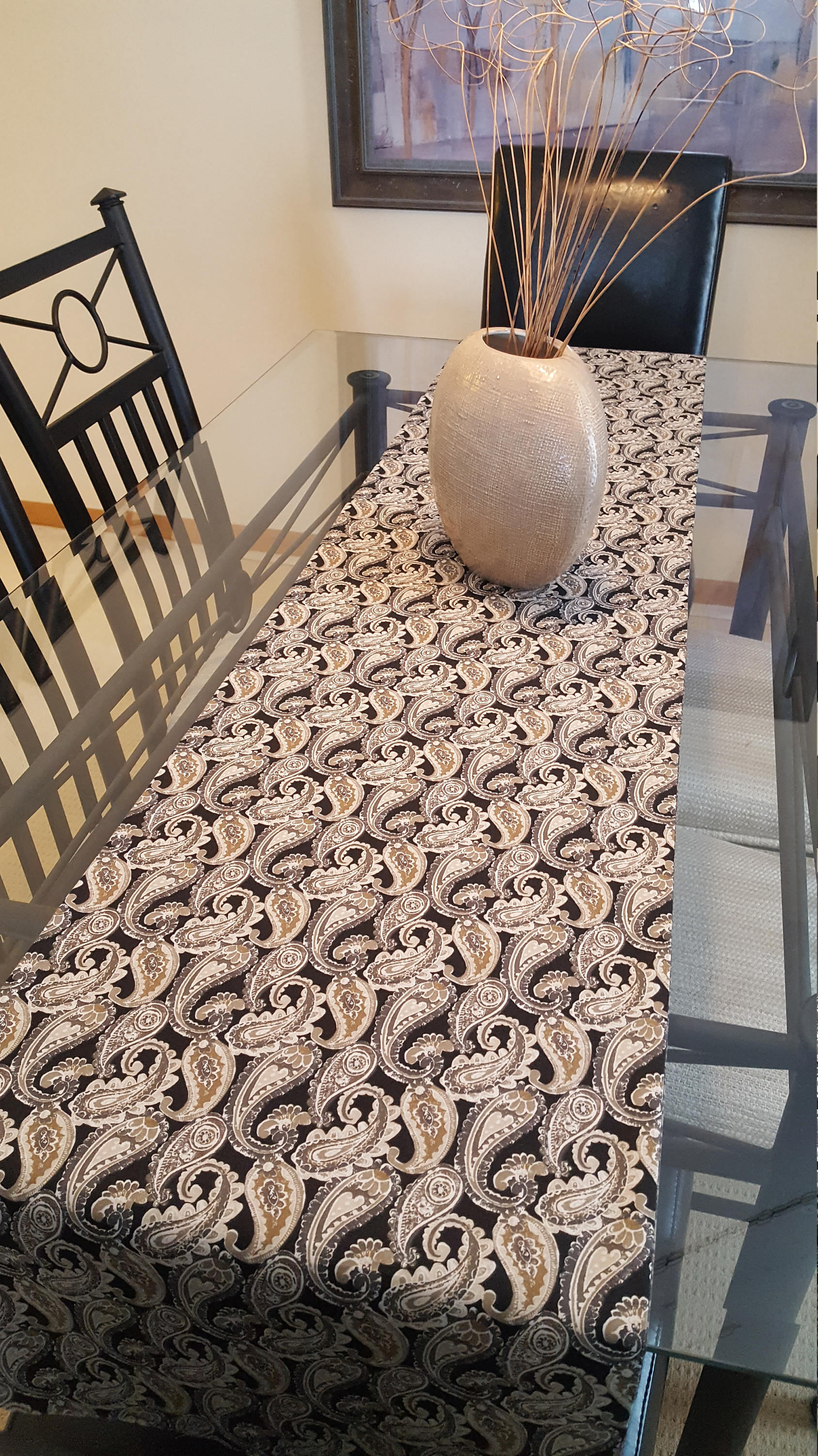 Paisley Print Table Runner Earth Tone Table Runner Neutral Etsy