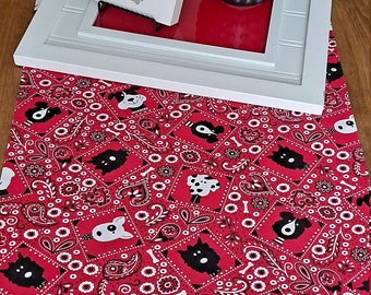 Table Runner,  Dog Table Runner,  Pet Table Runner,  Black and Red Dog Table Runner, Whimsical Dog Table Runner