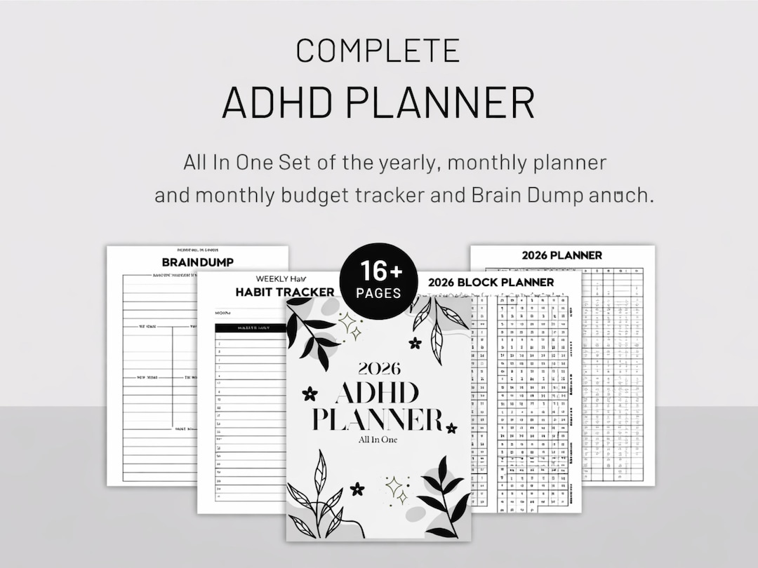 ADHD Planner Printable Bundle Productivity Organizer Focus Planning ...