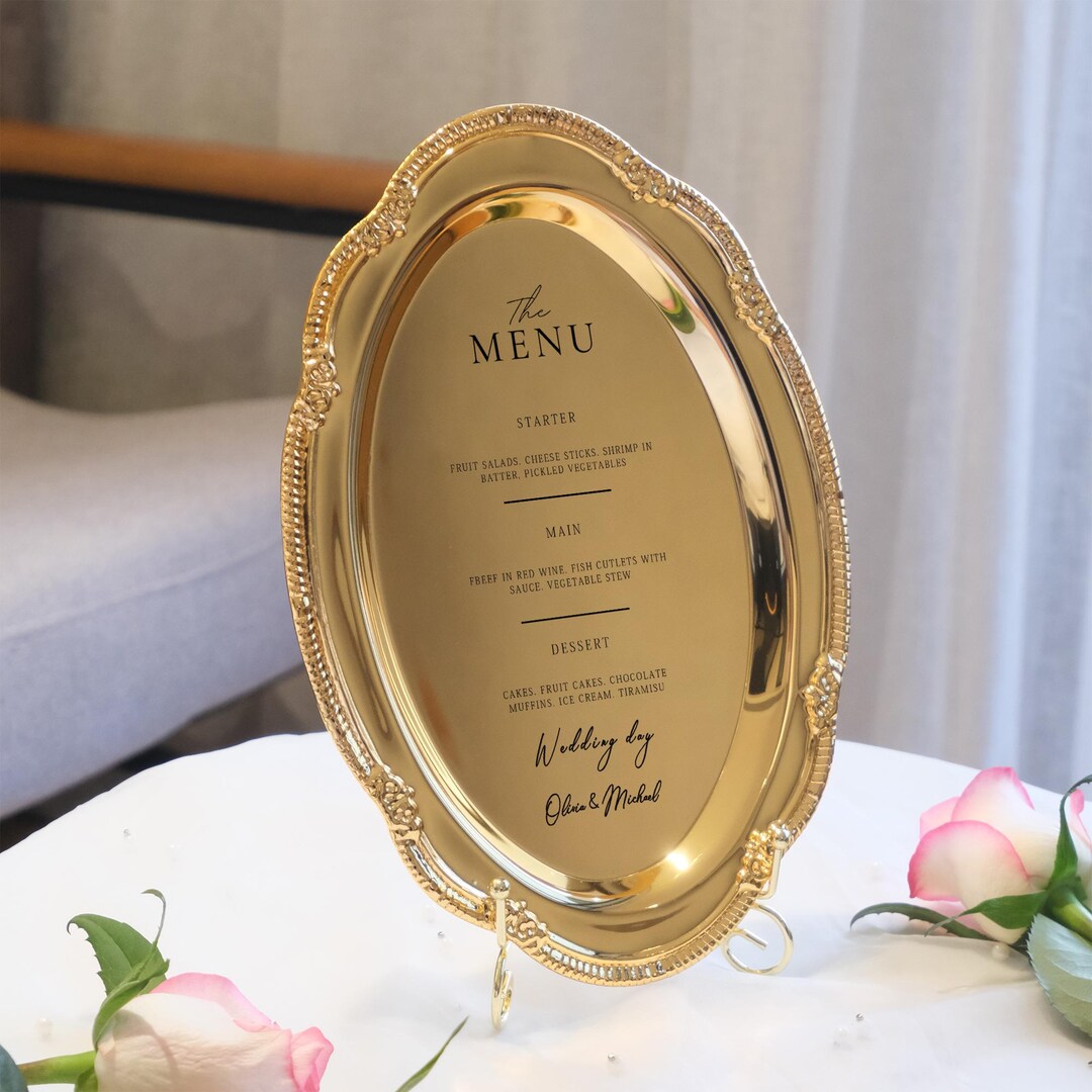 Metal Menu Card Personalised Wedding Menus Metal Tray Engraved Bar Menu Wedding ...