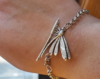 Dragonfly Bracelet - Silver Bracelet - Chain Style - Womens Gift - Jewelry - Whimsical Industrial Fairy Goth