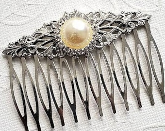 Crystal Silver Haircomb | Rhinestone Hair Comb | Vintage Wedding Hair Styles | Bridal Hairpiece Jewelry | Silver hair pin