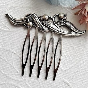 Antyczny srebrny grzebień do włosów | Bridal Nature | Grzebień do włosów Goddess | Srebrny grzebień do trzymania koka | Grzebień do włosów w stylu antycznym | Grzebień do włosów w stylu cosplay