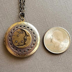 Moon Necklace | Locket | Celestial Brass Bronze | Aesthetic | Celestial ...