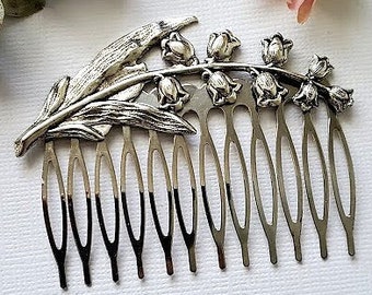 Bridal Nature Hair Comb | Goddess Hair Comb | Silver Bun Holder Comb | Antique Style Hair Comb | Cosplay Hair Comb