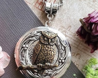 Collier Médaille Vintage Hibou (owl) En Alliage Style Bronze - Neuf Sans Emballage