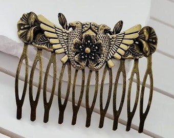 Peigne aile de phénix | Postiche égyptien | Accessoire cheveux fleur | Oiseau de feu mythique | Bijoux steampunk | Cadeau pour elle