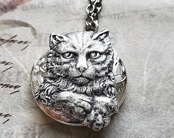 Kitty Cat Locket |  Silver Cat Necklace | Animal Necklace | Silver Pet Jewelry | Pet Lovers | Cat Lovers