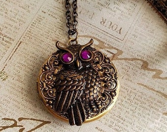 Owl cheap locket necklace
