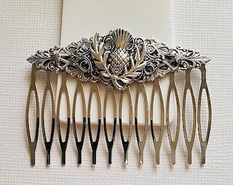 Thistle Flower Hair Comb | Silver Hair Pin | Flower Comb | Bridal Nature | Goddess Haircomb | Bun Holder | Gift For Her