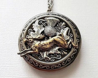 Bunny Locket Necklace Animal Rabbit Forest Thistle Flower Silver Jewelry Art Design Vintage Style