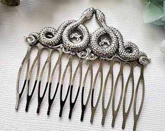 Snake Hair Comb | Double Snake Haircomb | Antique Style Comb | Goth Hair Pin | Bun Holder