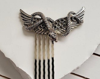 Snake Hair Comb | Serpent Hair Accessory | Slithering Silver Haircomb | Vintage Style Jewelry | Gothic Pin | Hair Clip | Gift Ideas For Her