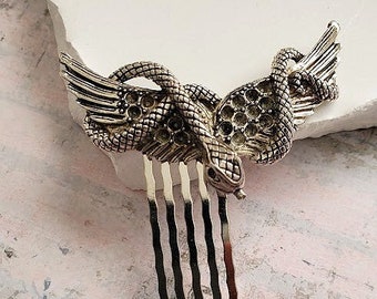 Snake Hair Comb | Serpent Hair Accessory | Slithering Silver Haircomb | Vintage Style Jewelry | Gothic Pin | Hair Clip | Gift Ideas For Her