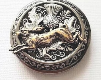 Bunny Locket Necklace Animal Rabbit Forest Thistle Flower Silver Jewelry Art Design Vintage Style