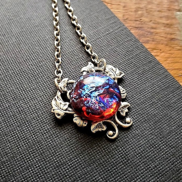 Fire Opal Necklace Light And Shadows Dragons Breath Fantasy Sci Fi Romance EA146