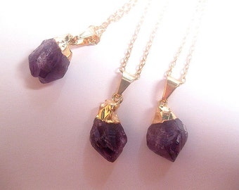 Amethyst Point Necklace - Raw Amethyst - Amethyst Pendant - Purple Crystal - Crystal Quartz - February Birthstone - Healing Crystal