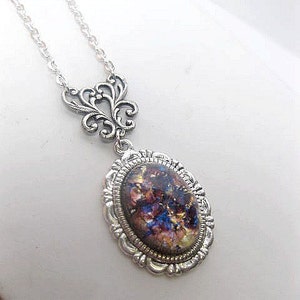 Amethyst Opal Necklace Silver Fire Opal Custom Length Christmas Gift image 4
