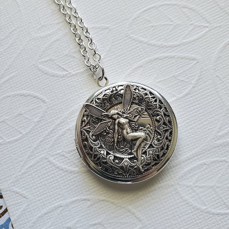 Silver Fairy Locket Photo Picture Necklace Enchantment Etsy