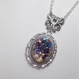 Amethyst Opal Necklace Silver Fire Opal Custom Length Christmas Gift image 1
