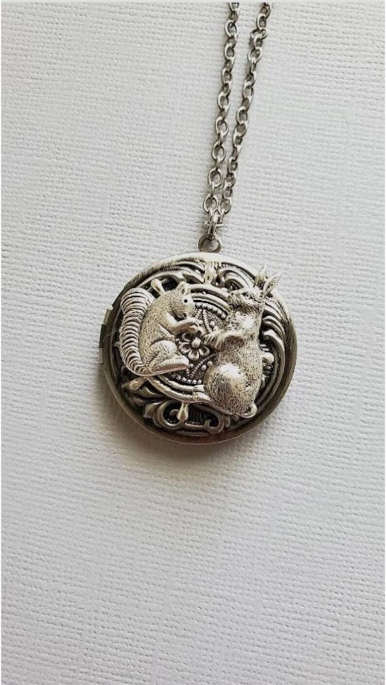 Animal Lockets Rabbit Locket | Squirrel Bunny Necklace | Silver Nature Pendant ...
