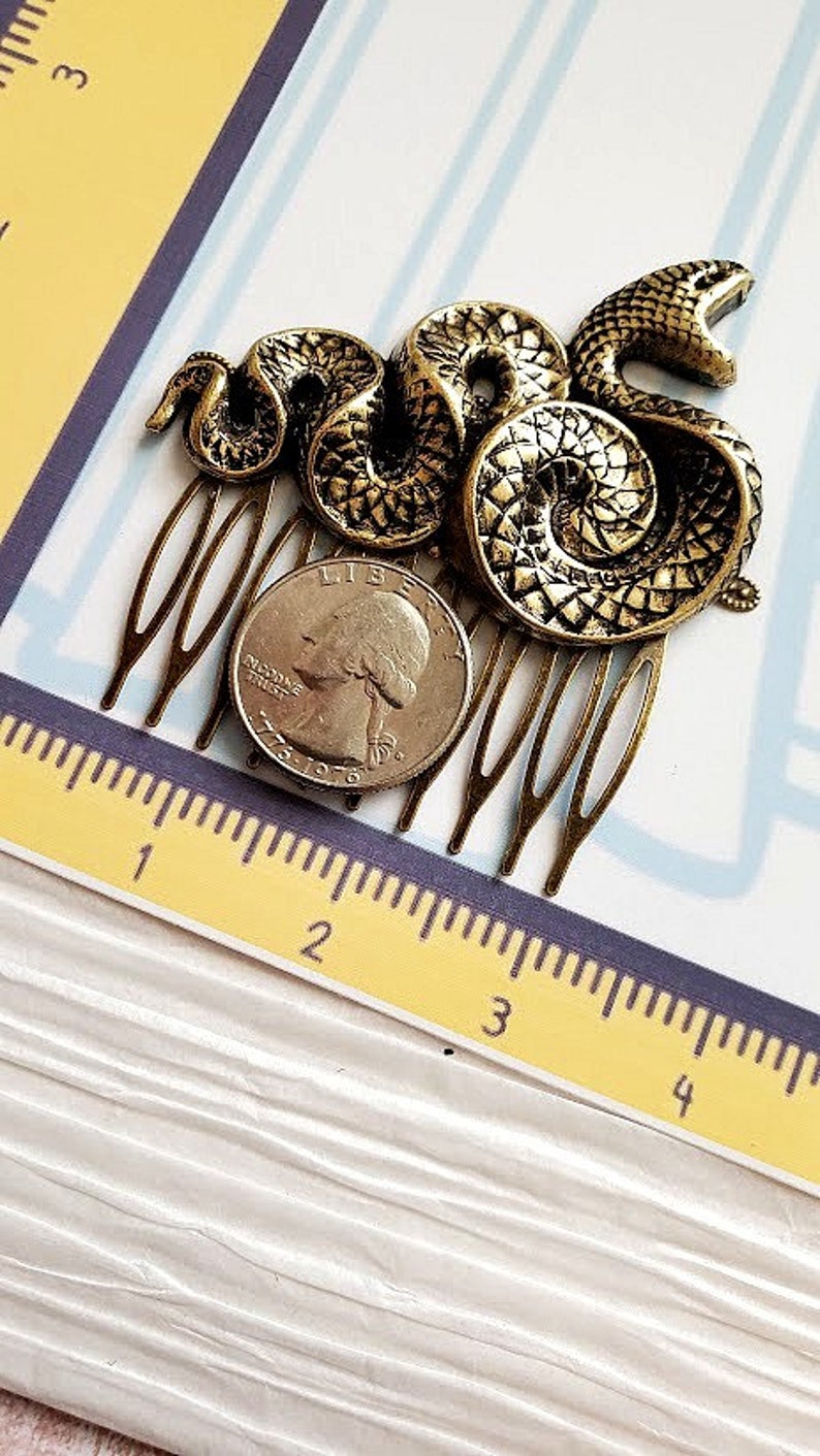 Snake Comb Test Snake Haircomb | Brass Reptile Comb | Thick Coil Snake | Halloween ...