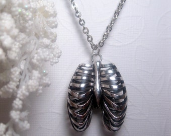 Anatomical Rib Cage Necklace - Human Skeleton - Oddity - Zombie Jewelry - Gothic Gift