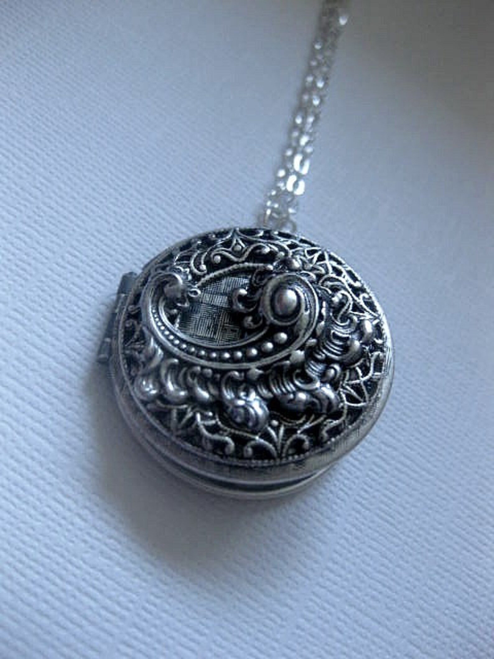 Fancy Silver Locket Necklace Lace Locket Design Locket Etsy