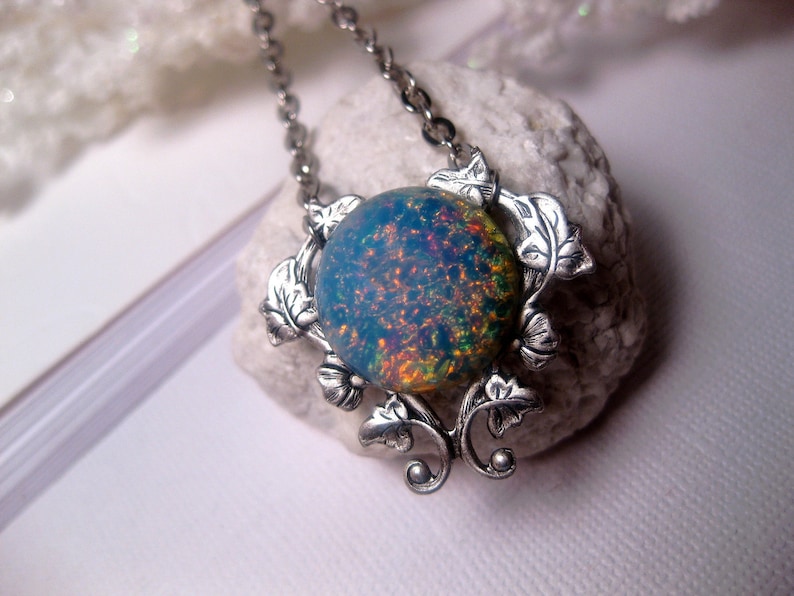Blue Opal Heart Necklace Etsy