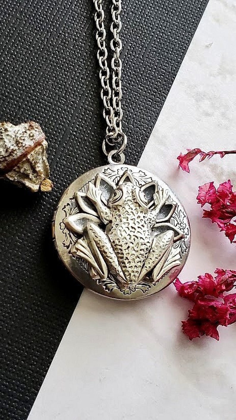 Frog Necklace | Animal Locket | Amphibian Toad | Silver Pendant ...