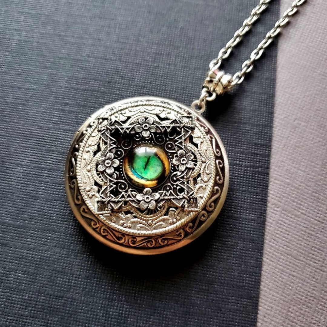 Dragon Eye Locket Necklace Vintage Inspired Steampunk Goth - Etsy
