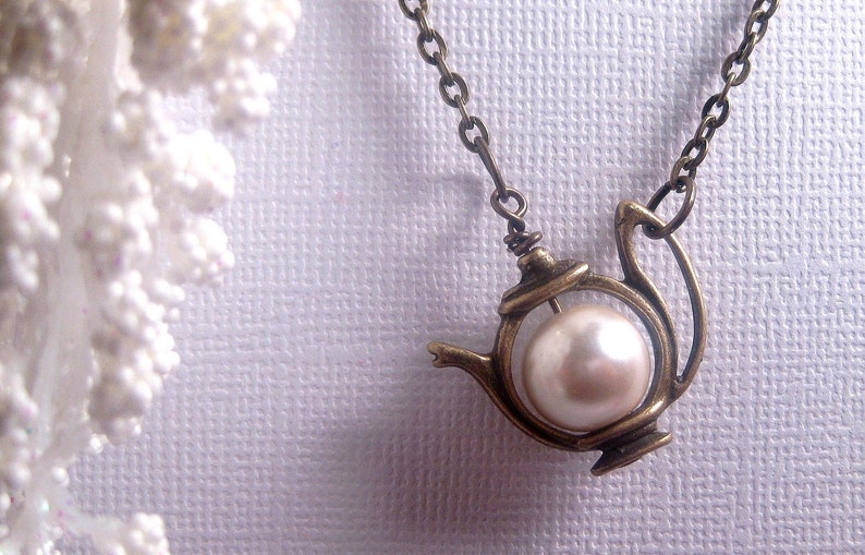 Teapot Necklace Alice in Wonderland Necklace Vintage Style Etsy