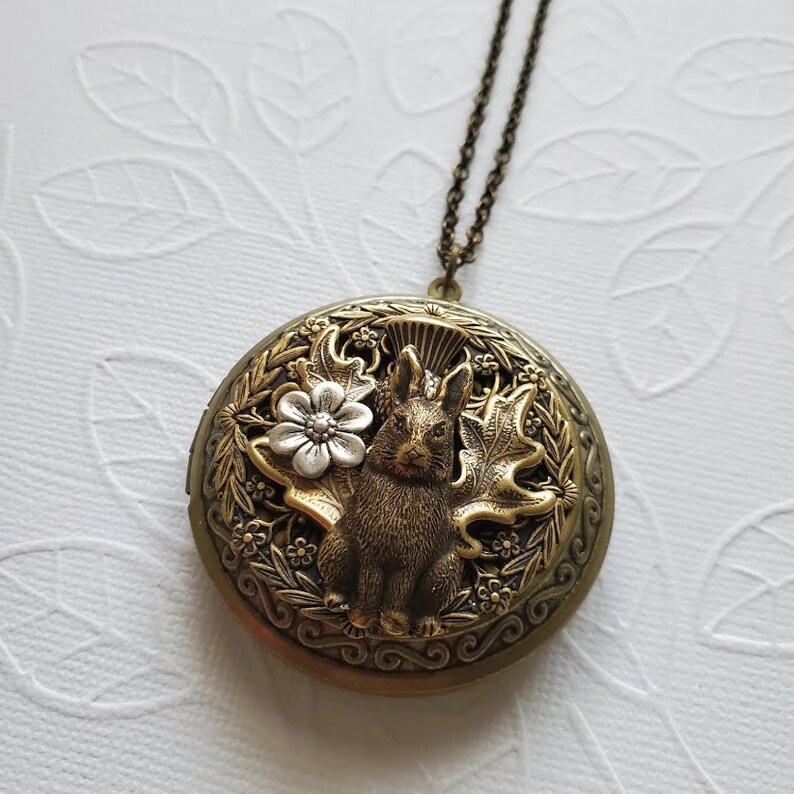 Velveteen Rabbit Locket Vintage Style Easter Bunny Necklace Etsy